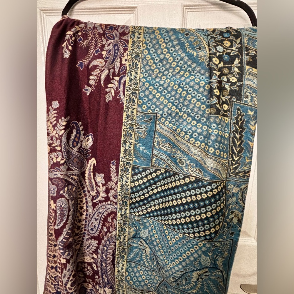 Beautiful Pashmina Set (Burgundy & Blue)